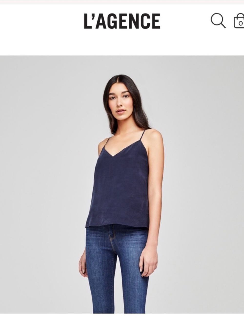 NWT L'AGENCE Raw Silk Navy Cami with adjustable straps